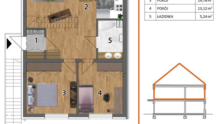 Rzut - Mieszkanie na sprzedaż 4 pokoje o powierzchni 128,01 m² - numer 6LG w Osiedle Przyjazne etap V