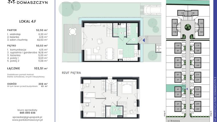 Rzut - Dom na sprzedaż 5 pokoi o powierzchni 103,51 m² - numer 4F w Park Domaszczyn 2 - etap 5