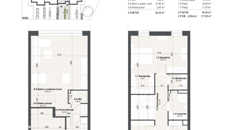 Rzut - Dom na sprzedaż 3 pokoje o powierzchni 117 m² - numer 14a w Domy na Przylesiu