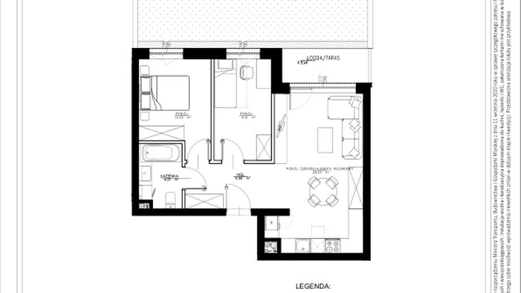 Rzut - Mieszkanie na sprzedaż 3 pokoje o powierzchni 53,73 m² - numer B39 w Osiedle pod Klonami "Klonowa 11"