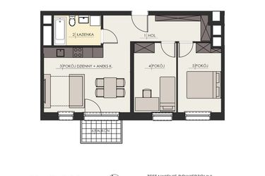 Rzut - Mieszkanie na sprzedaż 3 pokoje o powierzchni 55,68 m² - numer 29 w Osiedle Platinum III
