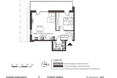 Rzut - Mieszkanie na sprzedaż 2 pokoje o powierzchni 48,51 m² - numer 5A/2 w Nowy Goszyn