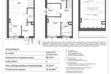 Rzut - Mieszkanie na sprzedaż 4 pokoje o powierzchni 121,55 m² - numer B11/1 w Libre Park
