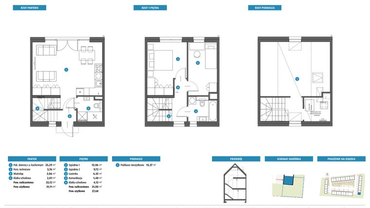 Rzut - Dom na sprzedaż 3 pokoje o powierzchni 64,92 m² - numer 9b w Leszczyńskiego 25