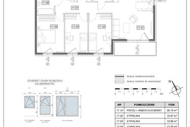 Rzut - Mieszkanie na sprzedaż 4 pokoje o powierzchni 78,94 m² - numer 5.A.17 w Nowe Południe bud. 5