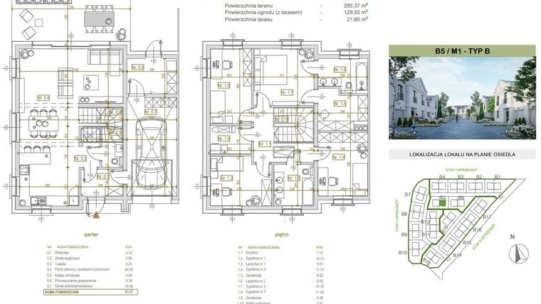 Rzut - Dom na sprzedaż 5 pokoi o powierzchni 159,92 m² - numer B5/M1 w Cesarskie Ogrody