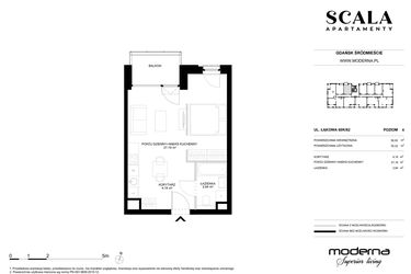 Rzut - Mieszkanie na sprzedaż 1 pokój o powierzchni 36,02 m² - numer K-62 (C) w Scala