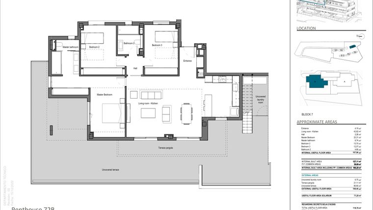 Rzut - Mieszkanie na sprzedaż 3 pokoje o powierzchni 107,96 m² - numer 72B w Quintessence - Marbella