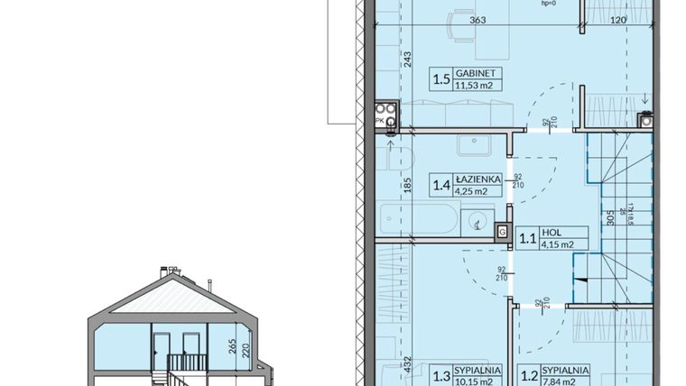 Rzut - Dom na sprzedaż 4 pokoje o powierzchni 85,77 m² - numer 4 w Ahoj Pogórze