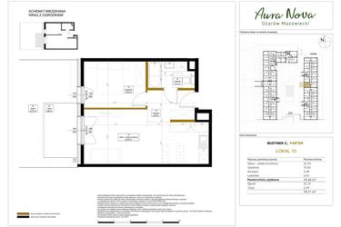 Rzut - Mieszkanie na sprzedaż 2 pokoje o powierzchni 43,66 m² - numer 10 w Aura Nova etap II