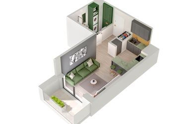 Rzut - Mieszkanie na sprzedaż 1 pokój o powierzchni 26,68 m² - numer C.45.B w Quercus bud. C