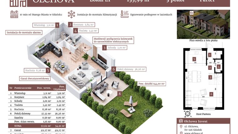 Rzut - Dom na sprzedaż 5 pokoi o powierzchni 155,99 m² - numer E1 w Olchova