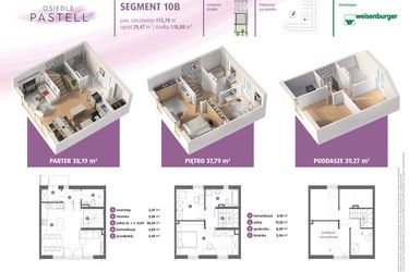 Rzut - Dom na sprzedaż 3 pokoje o powierzchni 115,25 m² - numer 10b w Osiedle Pastell