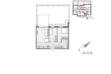 Rzut - Mieszkanie na sprzedaż 3 pokoje o powierzchni 48,56 m² - numer 1.1-3 w Stawowa