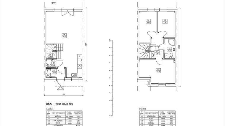 Rzut - Dom na sprzedaż 4 pokoje o powierzchni 80,3 m² - numer E9 w Iwiny Park etap IV