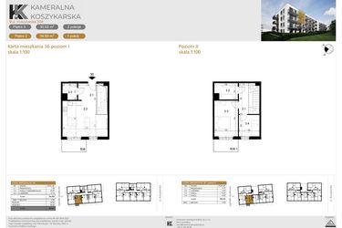 Rzut - Mieszkanie na sprzedaż 3 pokoje o powierzchni 64,91 m² - numer LM36 w Kameralna Koszykarska