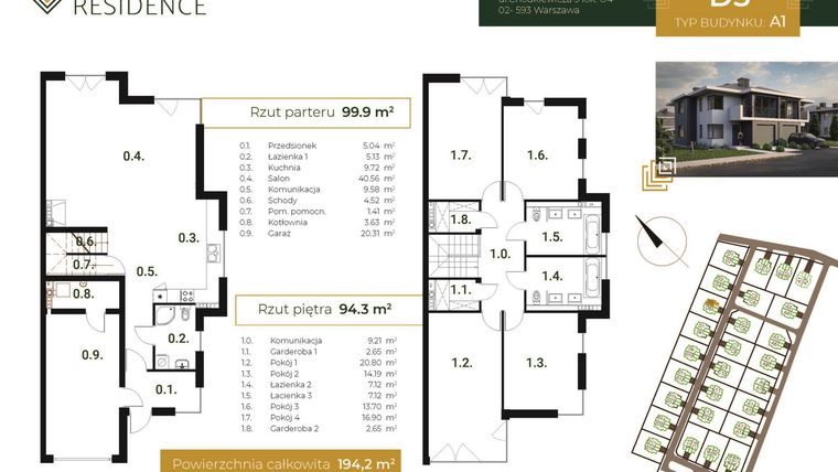 Rzut - Dom na sprzedaż 6 pokoi o powierzchni 194,2 m² - numer D.5 w Forest Residence II