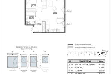 Rzut - Mieszkanie na sprzedaż 2 pokoje o powierzchni 47,79 m² - numer 4.B.10 w Nowe Południe bud. 4