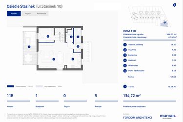 Rzut - Dom na sprzedaż 5 pokoi o powierzchni 134,72 m² - numer 11B w Osiedle Stasinek