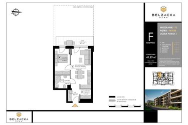Rzut - Mieszkanie na sprzedaż 2 pokoje o powierzchni 41,29 m² - numer F.170 w Belzacka Park etap III