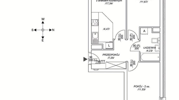 Rzut - Mieszkanie na sprzedaż 3 pokoje o powierzchni 52,02 m² - numer M20 w Osiedle Mała Dziesiąta etap II