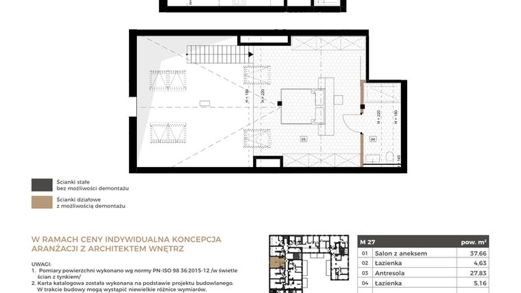 Rzut - Mieszkanie na sprzedaż 2 pokoje o powierzchni 75,28 m² - numer M27 w Apartamenty Królewska Huta