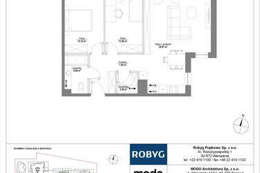 Rzut - Mieszkanie na sprzedaż 3 pokoje o powierzchni 68,16 m² - numer H2_2M03 w Piątkowo Residence etap II