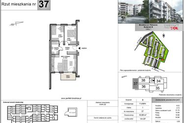Rzut - Mieszkanie na sprzedaż 3 pokoje o powierzchni 54 m² - numer B.37 w Osiedle Północ III i IV