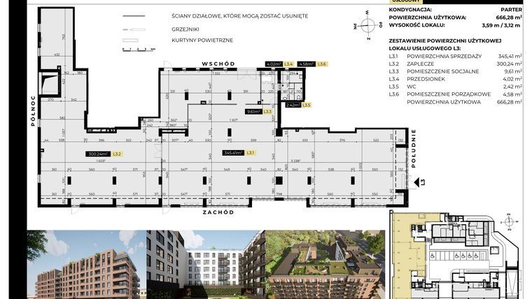 Rzut - Lokal użytkowy na sprzedaż 1 pokój o powierzchni 666,28 m² - numer L3 w Apartamenty Chorzów