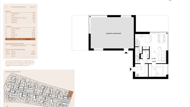 Rzut - Mieszkanie na sprzedaż 5 pokoi o powierzchni 101,03 m² - numer A31 w Kosocicka Ambient