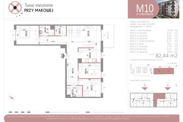 Rzut - Mieszkanie na sprzedaż 4 pokoje o powierzchni 82,44 m² - numer 10 w Przy Makowej