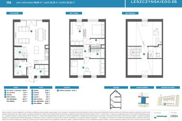 Rzut - Dom na sprzedaż 3 pokoje o powierzchni 90,84 m² - numer 13a w Leszczyńskiego 25