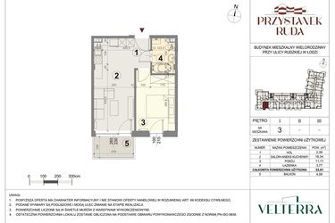 Rzut - Mieszkanie na sprzedaż 2 pokoje o powierzchni 35,81 m² - numer 3 w Przystanek Ruda