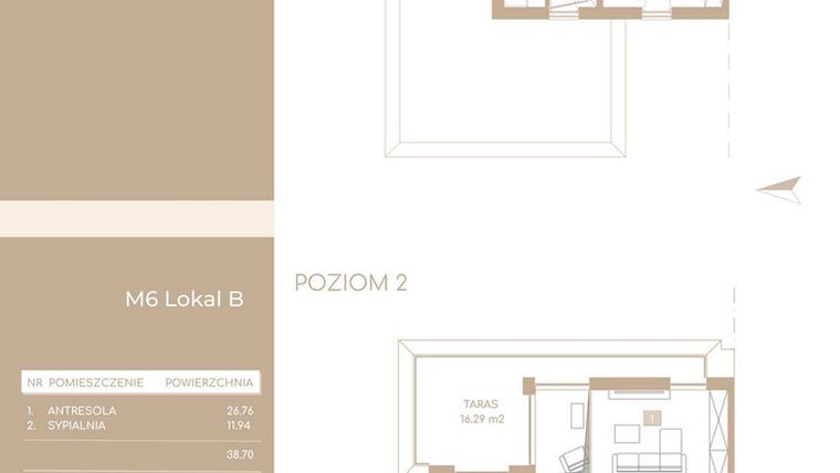 Rzut - Mieszkanie na sprzedaż 5 pokoi o powierzchni 120,49 m² - numer M6.B w Królowej Jadwigi Residence II