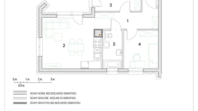 Rzut - Mieszkanie na sprzedaż 3 pokoje o powierzchni 48,91 m² - numer F1/P4/3 w Osiedle Jodłowa bud. F
