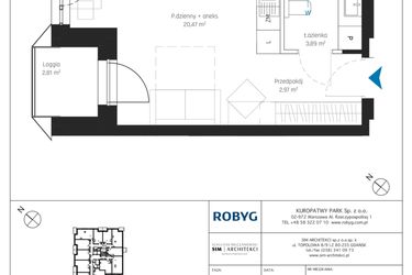 Rzut - Mieszkanie na sprzedaż 1 pokój o powierzchni 27,32 m² - numer A1/3M11 w Sky Point - Apartamenty Inwestycyjne