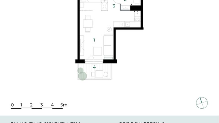 Rzut - Mieszkanie na sprzedaż 1 pokój o powierzchni 32,32 m² - numer M21 w Park-Wojszyce