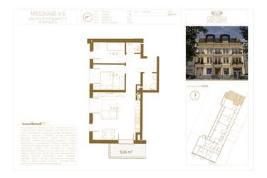 Rzut - Mieszkanie na sprzedaż 3 pokoje o powierzchni 58,09 m² - numer 6 w Centrala