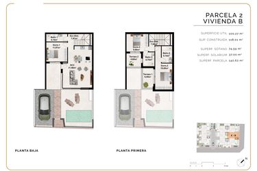 Rzut - Dom na sprzedaż 3 pokoje o powierzchni 117,72 m² - numer B w Dom szeregowy w Benijófar - 51866504