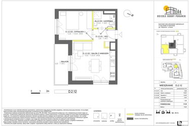 Rzut - Mieszkanie na sprzedaż 2 pokoje o powierzchni 41 m² - numer D.2.12 w Dobry Poranek
