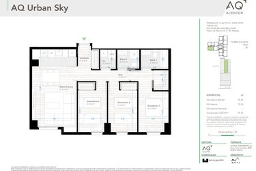 Rzut - Mieszkanie na sprzedaż 3 pokoje o powierzchni 97 m² - numer 2-25-b w AQ Urban Sky