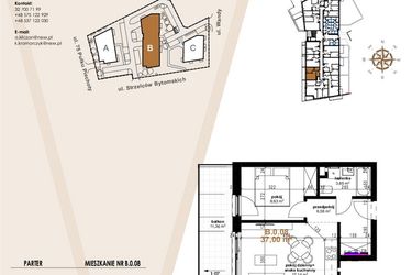 Rzut - Mieszkanie na sprzedaż 2 pokoje o powierzchni 37 m² - numer VB.0.08 w Vanda Park