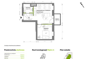 Rzut - Mieszkanie na sprzedaż 2 pokoje o powierzchni 40,83 m² - numer AA0310 w Ptasia Vita