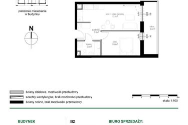 Rzut - Mieszkanie na sprzedaż 2 pokoje o powierzchni 38,32 m² - numer M10 w Wędrowna II