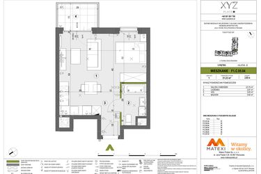 Rzut - Mieszkanie na sprzedaż 1 pokój o powierzchni 31,23 m² - numer F1.C.05.04 w XYZ Place