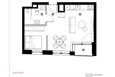 Rzut - Mieszkanie na sprzedaż 1 pokój o powierzchni 37,03 m² - numer 2.05.08 w Katowicka Residence