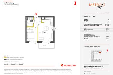 Rzut - Mieszkanie na sprzedaż 2 pokoje o powierzchni 42,57 m² - numer 25 w Metro Art 8