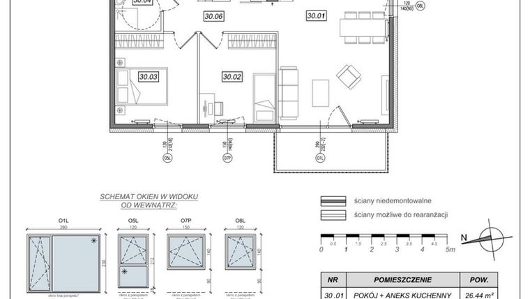 Rzut - Mieszkanie na sprzedaż 3 pokoje o powierzchni 63,11 m² - numer 7.A.30 w Urzeka bud. 6 i 7