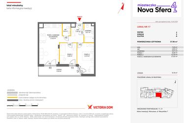 Rzut - Mieszkanie na sprzedaż 3 pokoje o powierzchni 57,9 m² - numer 17 w Miasteczko Nova Sfera 4