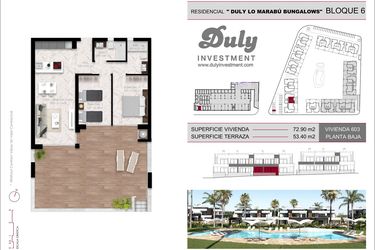 Rzut - Dom na sprzedaż 2 pokoje o powierzchni 72,2 m² - numer 603 w Lo Marabu Bungalows